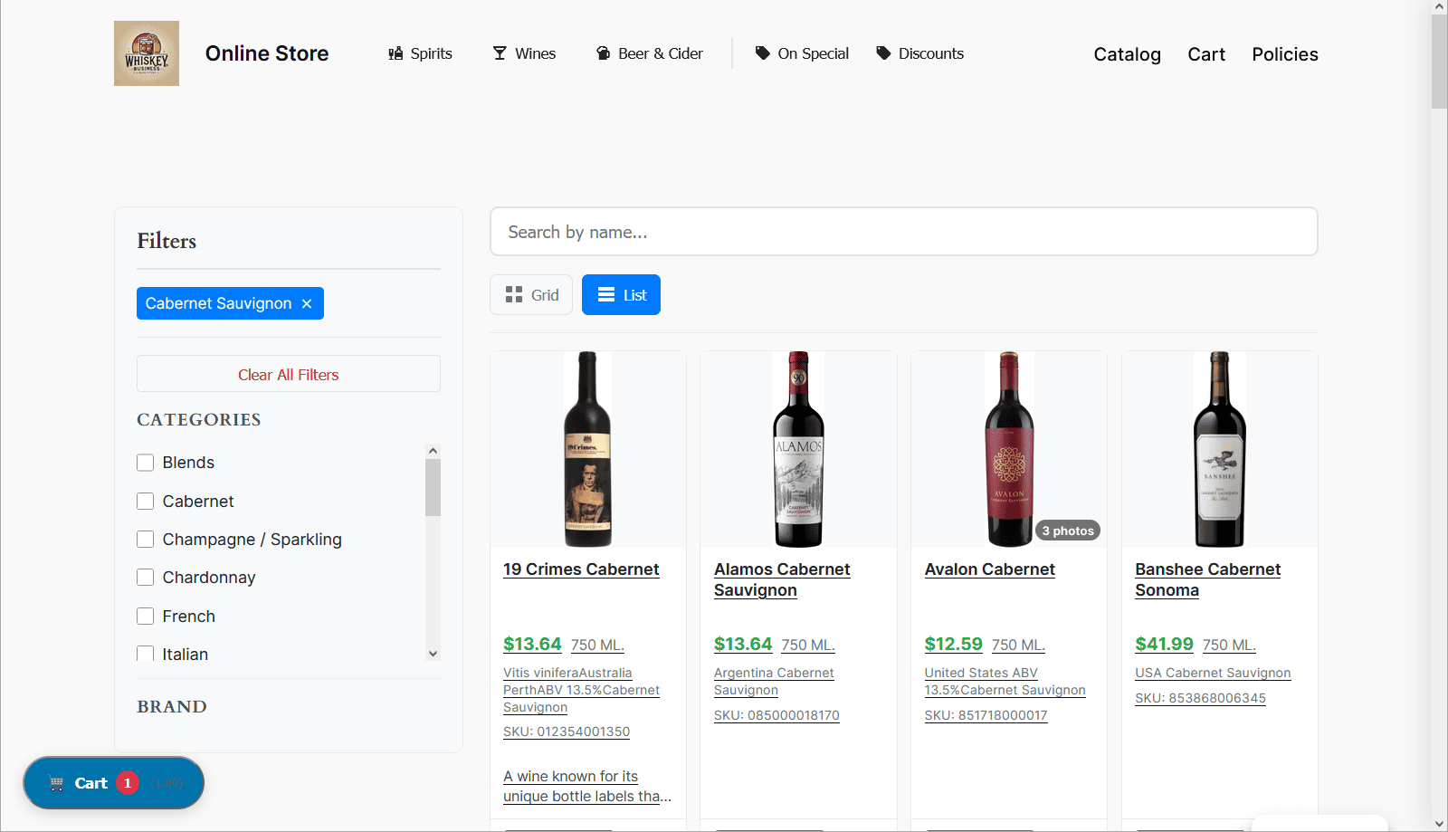 Liquor Catalog