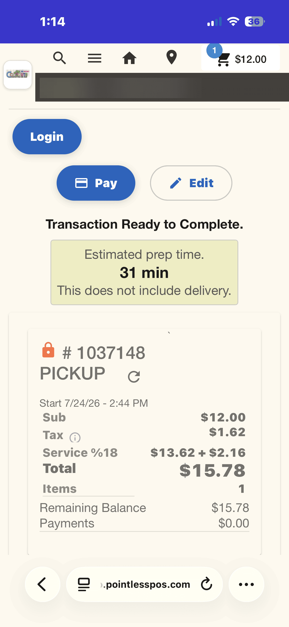 Delivery Prep Time