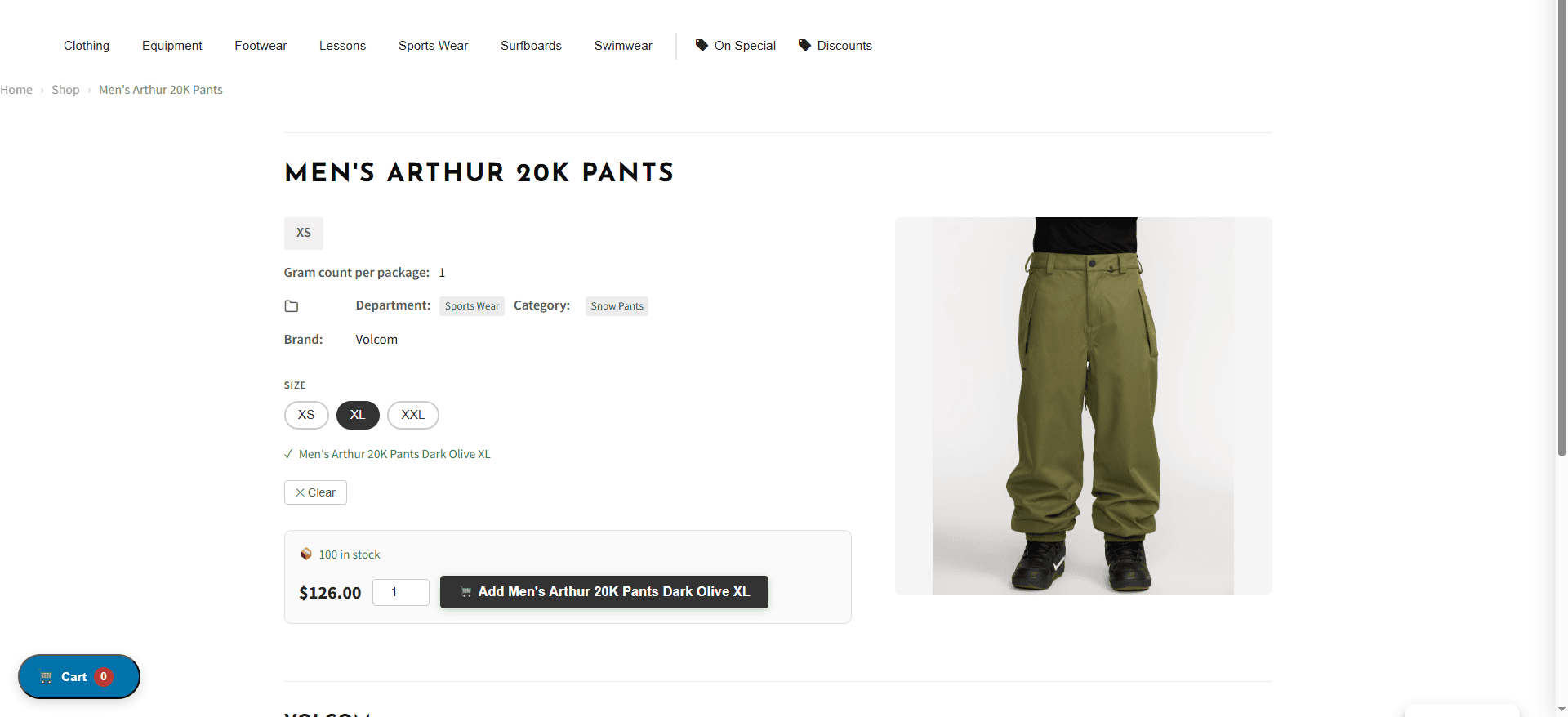 Clothing Matrix Page