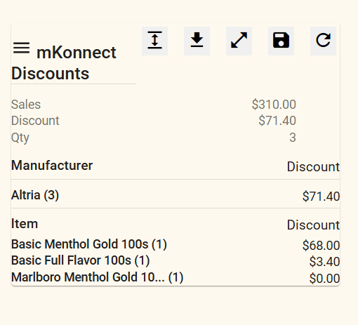 mKonnekt discount summary report